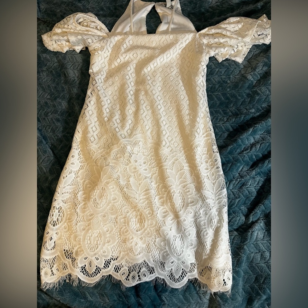 White floral dress.
